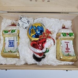 NEW VINTAGE Kurt S Adler Polonaise New Millennium 2000 Christmas Ornament Set 3